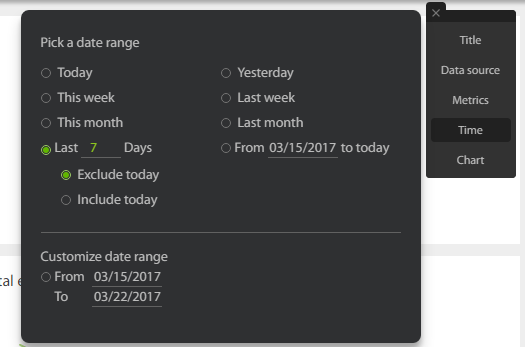 Настройки даты в виджете DataDeck