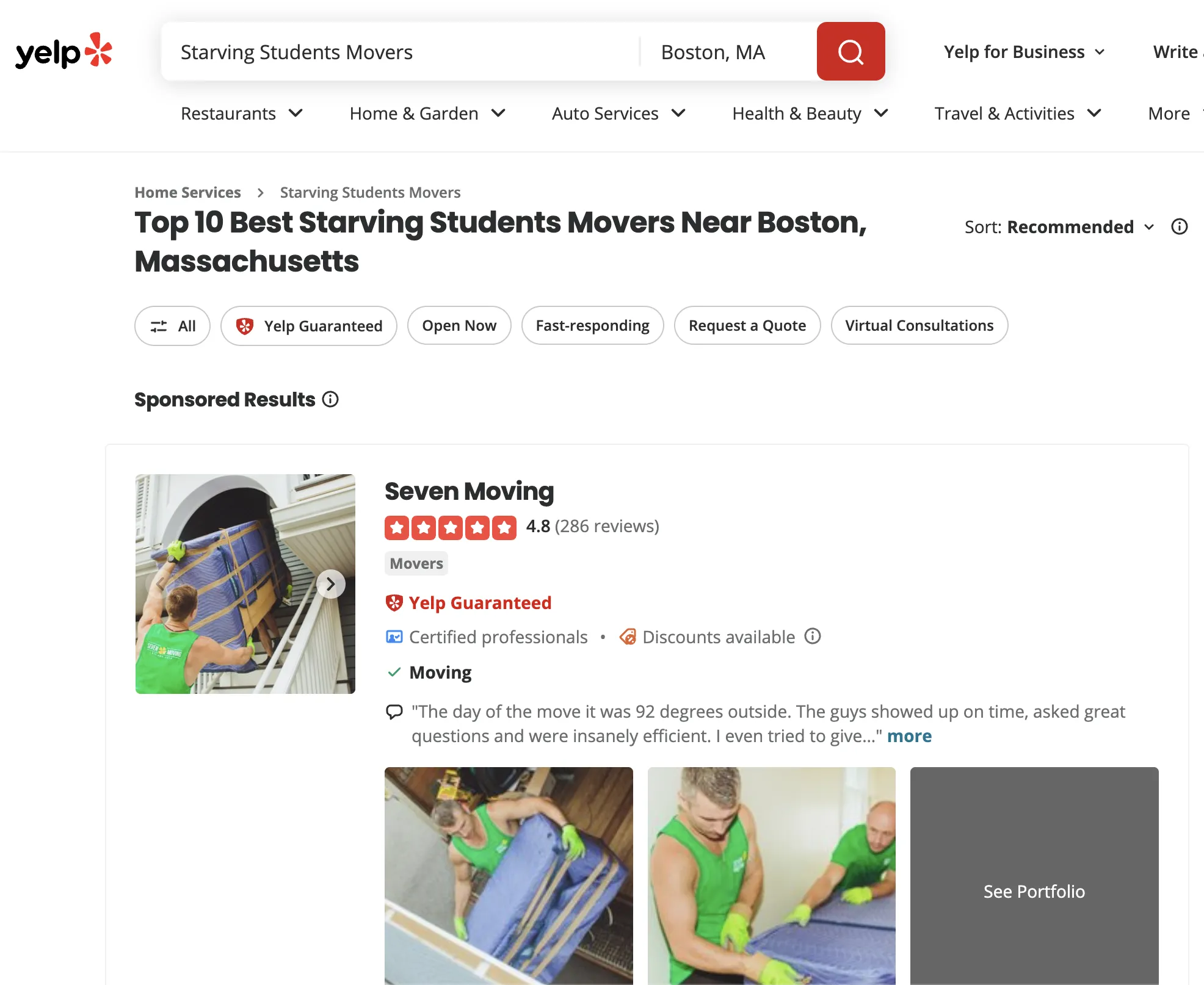 Moving Company Backlink Profile