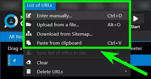 Open the Netpeak Checker and set up a new project with the URLs you want to check.