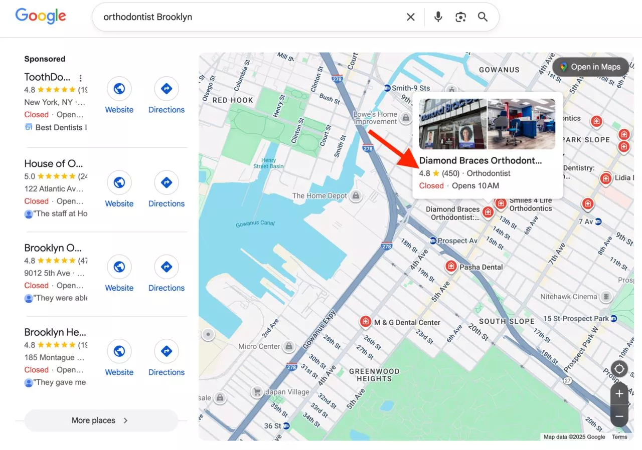 Google reviews example