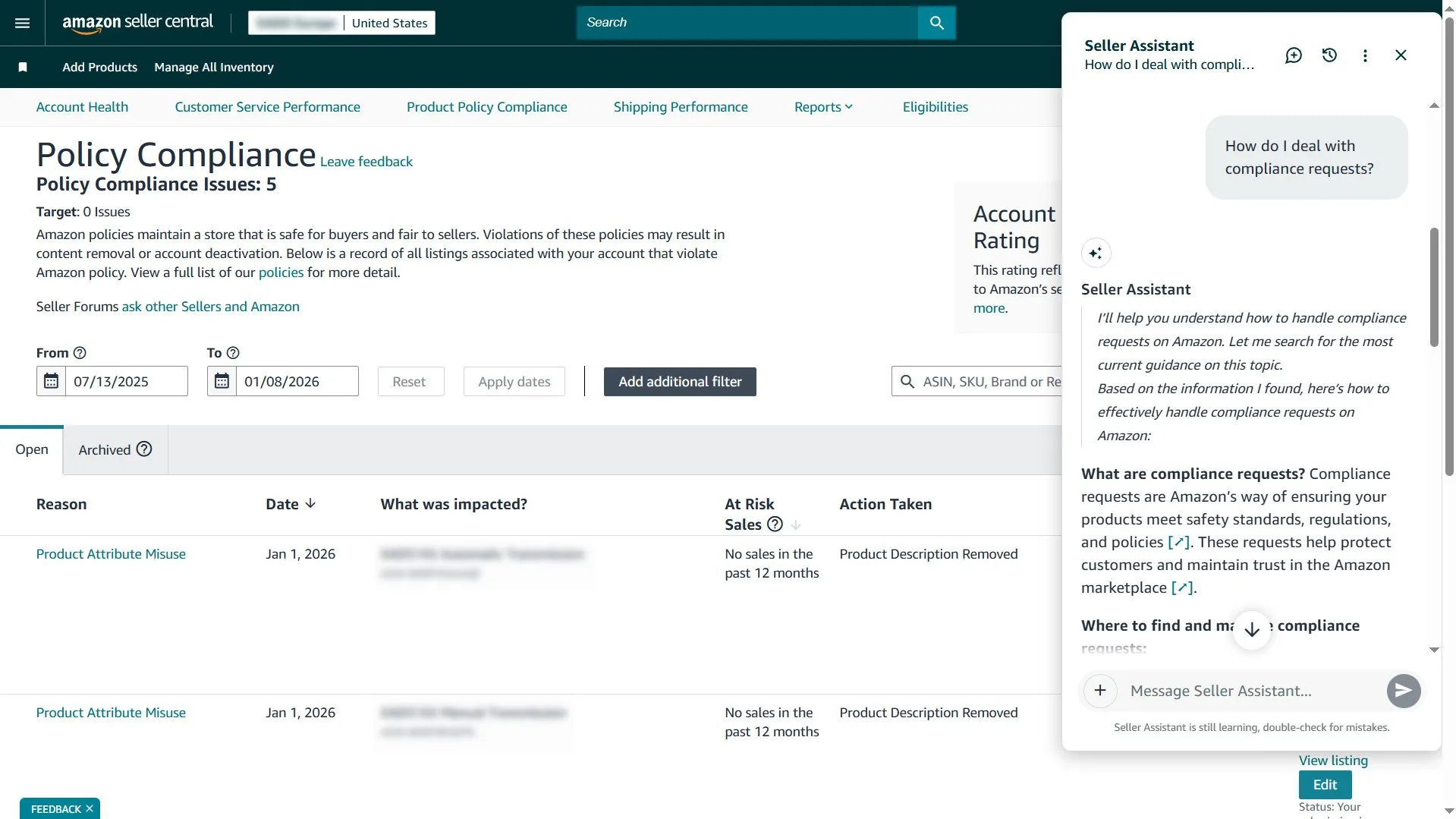 Amazon Policy Compliance