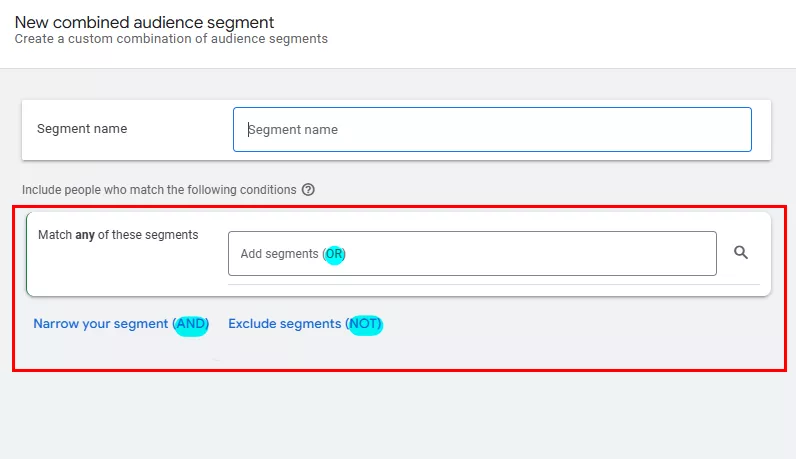 Порядок действий и выбор связей («AND» или «OR») определяют, расширяете ли вы охват или наоборот фильтруете аудиторию до очень точного ядра.