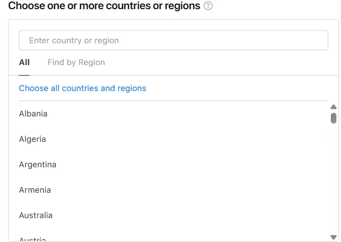 Зазначити країни, у яких плануєте запуск