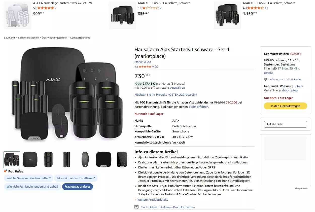 продвижение на маркетплейсах Ajax амазон Германия