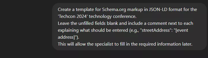Рассмотрю пример микроразметки для события — конференции Techcon 2024. Промпт для ChatGPT.