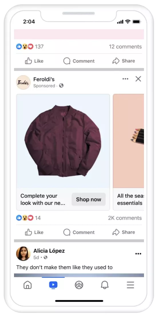 Карусель в стрічці Facebook та Instagram