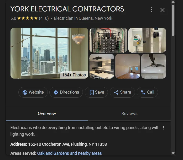 Verified and Consistent Business Profiles for an Electrician Company