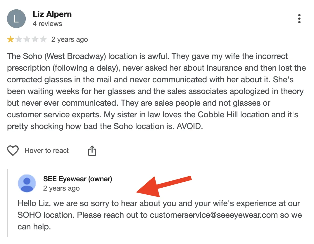 SEE Eyewear &mdash; Google Business Profile Review Management