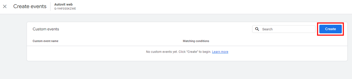 Select an existing custom event