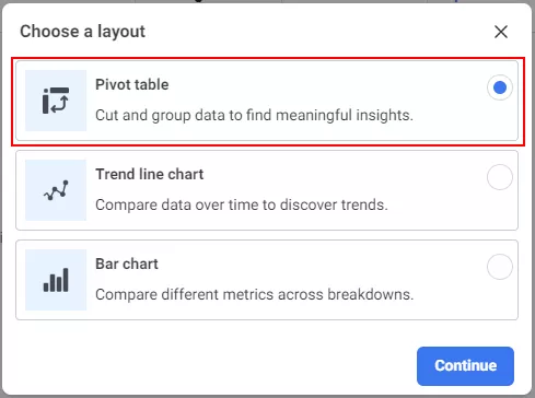 Select Pivot table to get a convenient format for download.