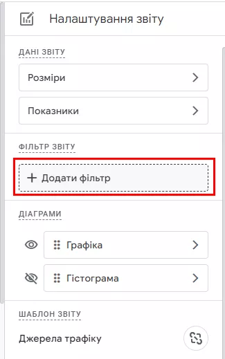 налаштувати звіт, додаючи або видаляючи параметри й показники та встановлюючи інший параметр за замовчуванням