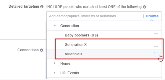 Target generation X and Millenials