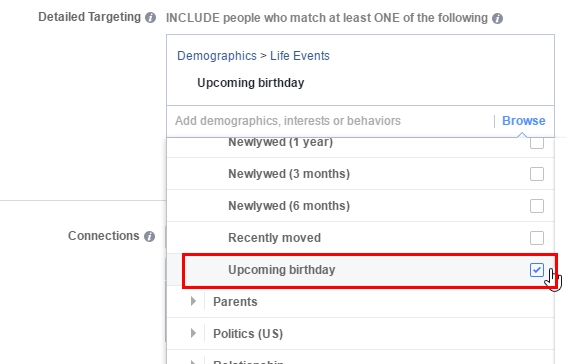 Target users with an upcoming birthdays