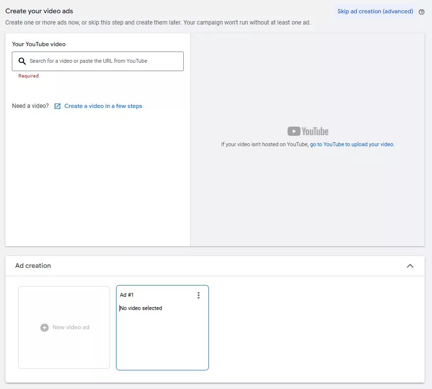 Скопируйте ссылку на подготовленный ролик в Youtube и вставьте ее в поле Your YouTube video. 