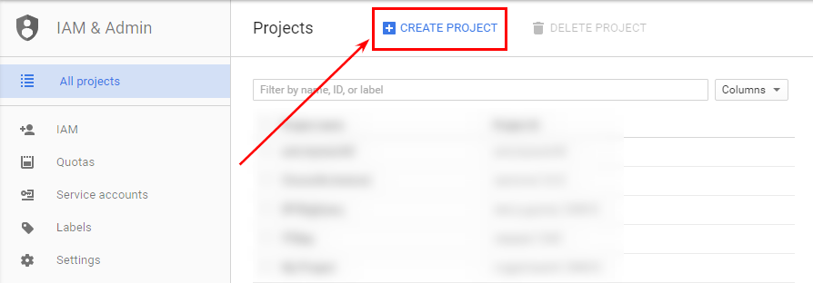 Создание проекта в Google Developers Console