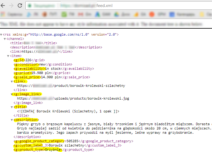 Файл XML с нужными данными можно создать прямо на сайте