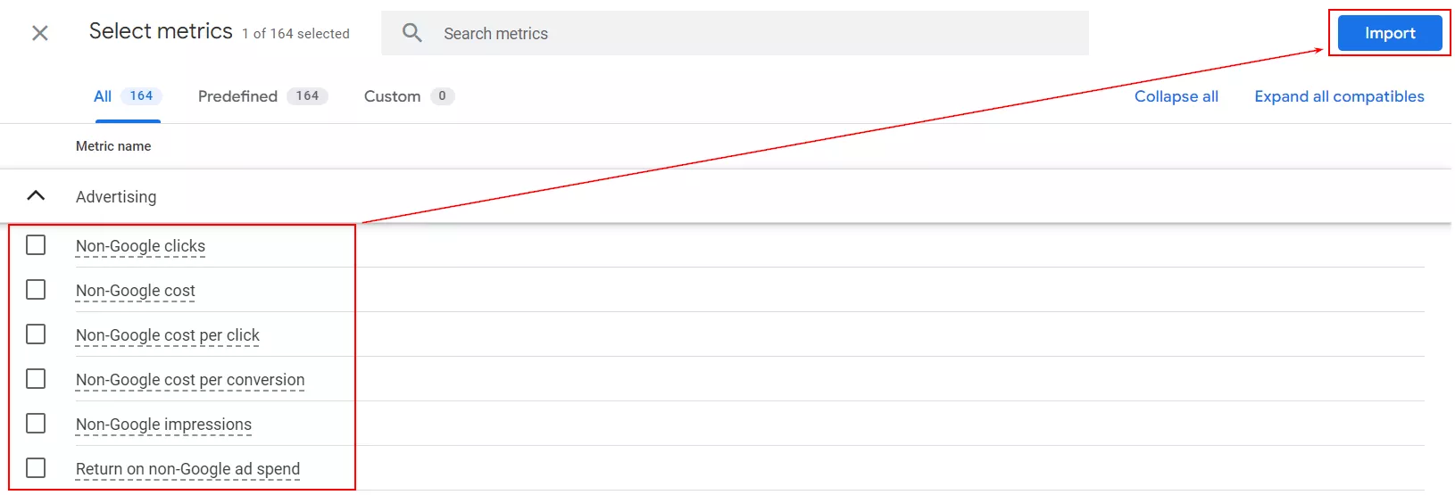 The name indicates that these are non-Google metrics.