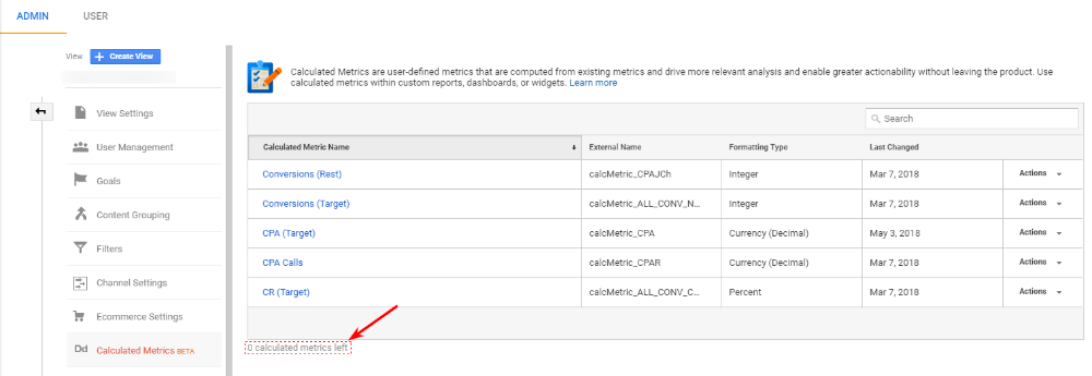 This is how you may avoid Google Analytics restrictions on the number of “Calculated metrics” — there can be a maximum of five of them in the basic version