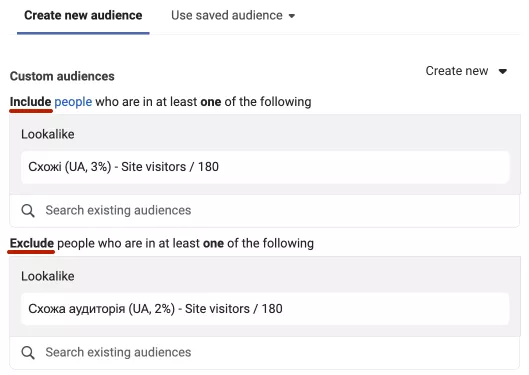 This way you can create different audiences with one tool and run different ads on them.