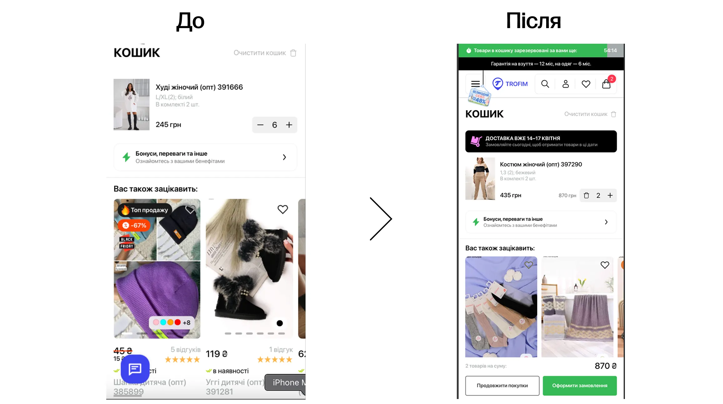 trofim кошик до після