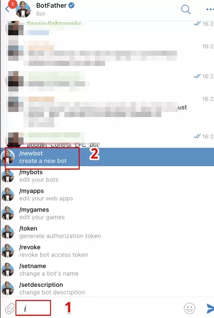 Крок 4. За допомогою BotFather ви створите ваш особистий бот. У вікні повідомлення напишіть /newbot й оберіть цю команду з запропонованого списку.