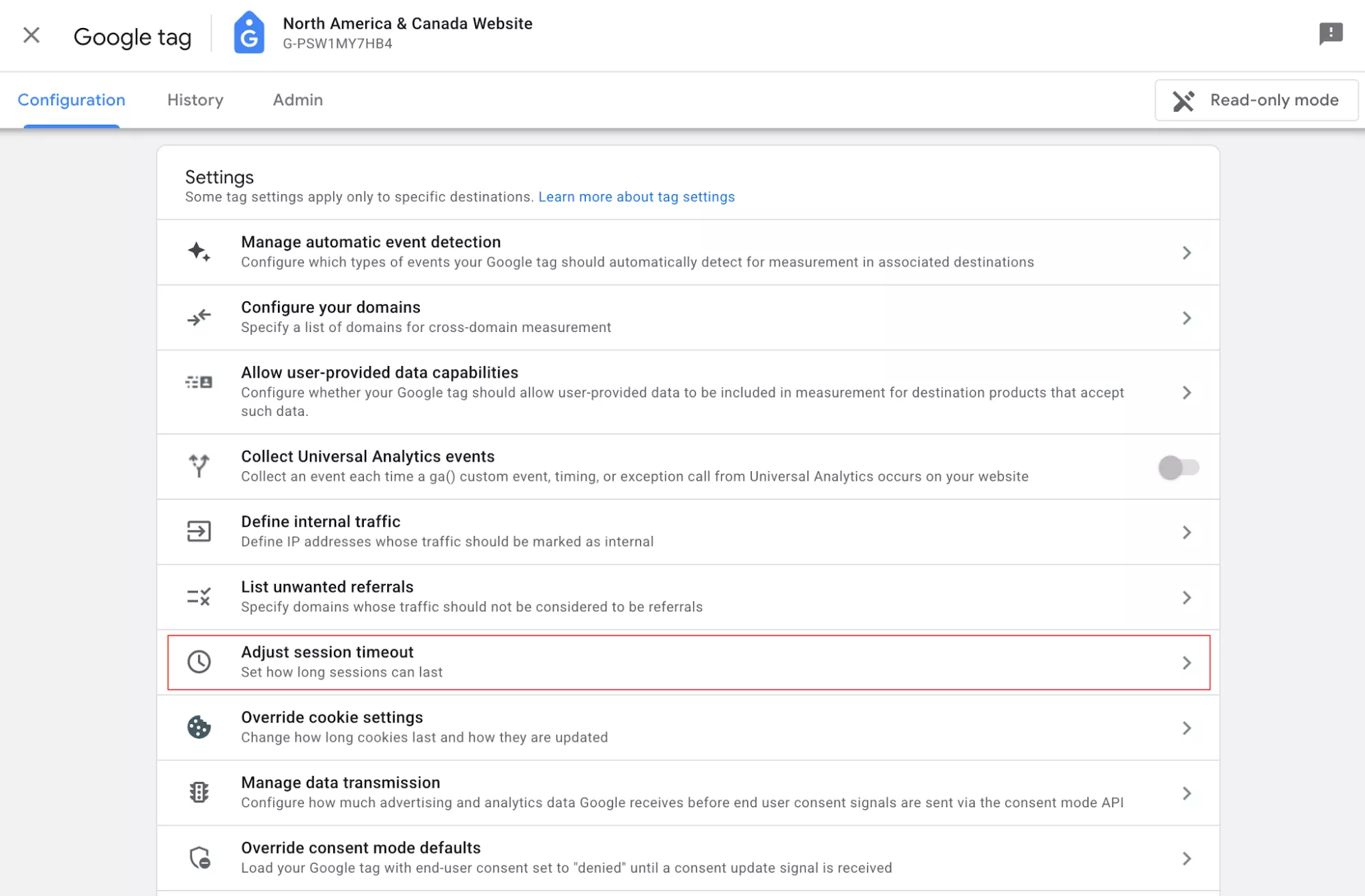 Adjust session timeout