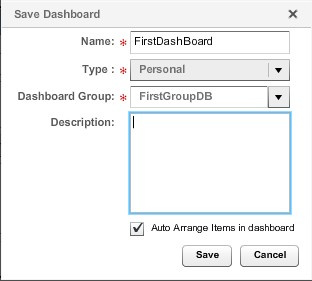 В диалоговом окне «SaveDashBoard» задаем имя дашборда