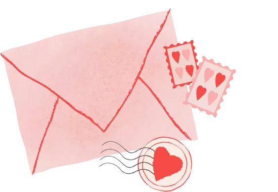 valentines letter with stamps