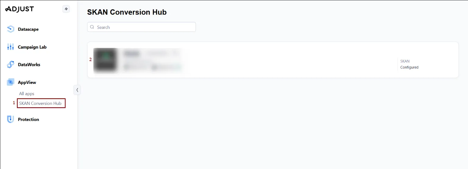 Відкрийте розділ SKAN Conversion Hub та оберіть свій застосунок.