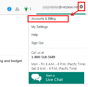 выберите пункт «Accounts & Billing»