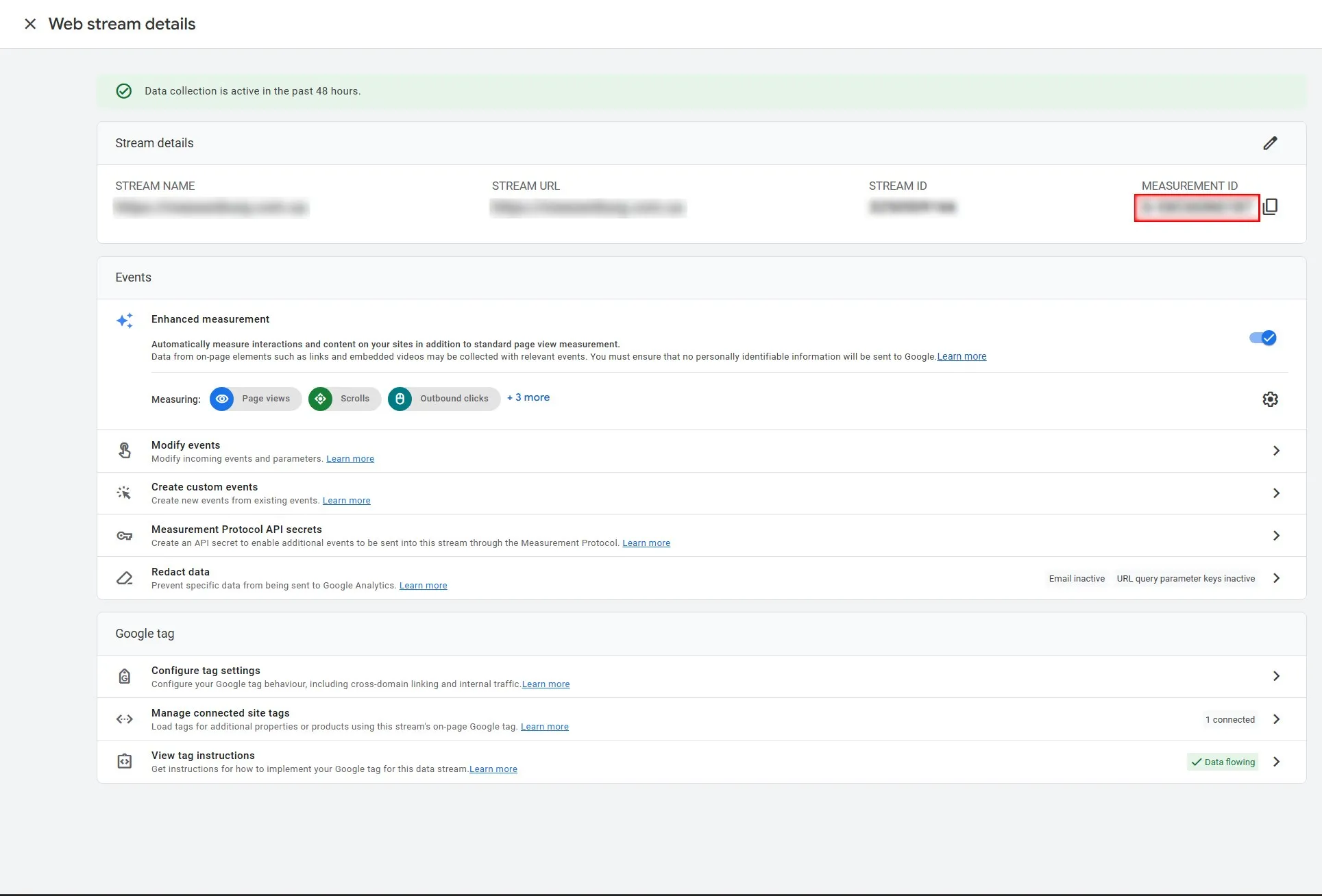 Оберіть ваш потік і скопіюйте Ідентифікатор показника