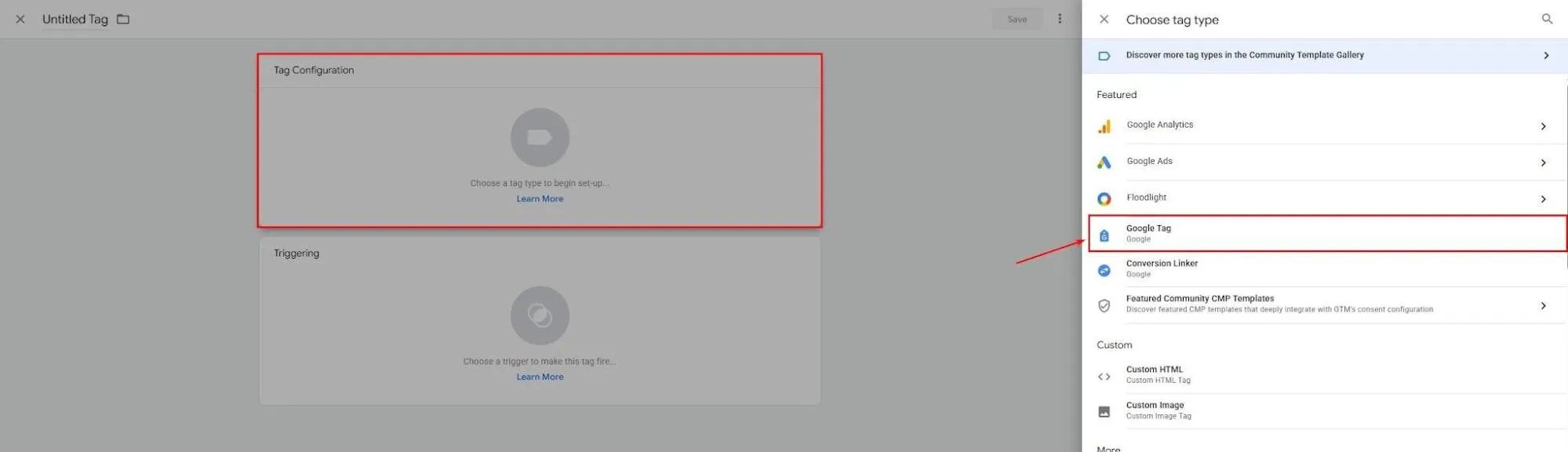 Створіть Google Tag в інтерфейсі GTM