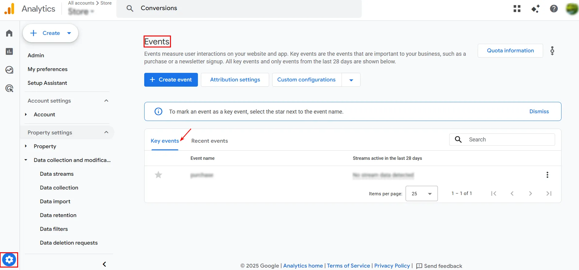 перемикач у стовпці Key events &mdash; активуйте його