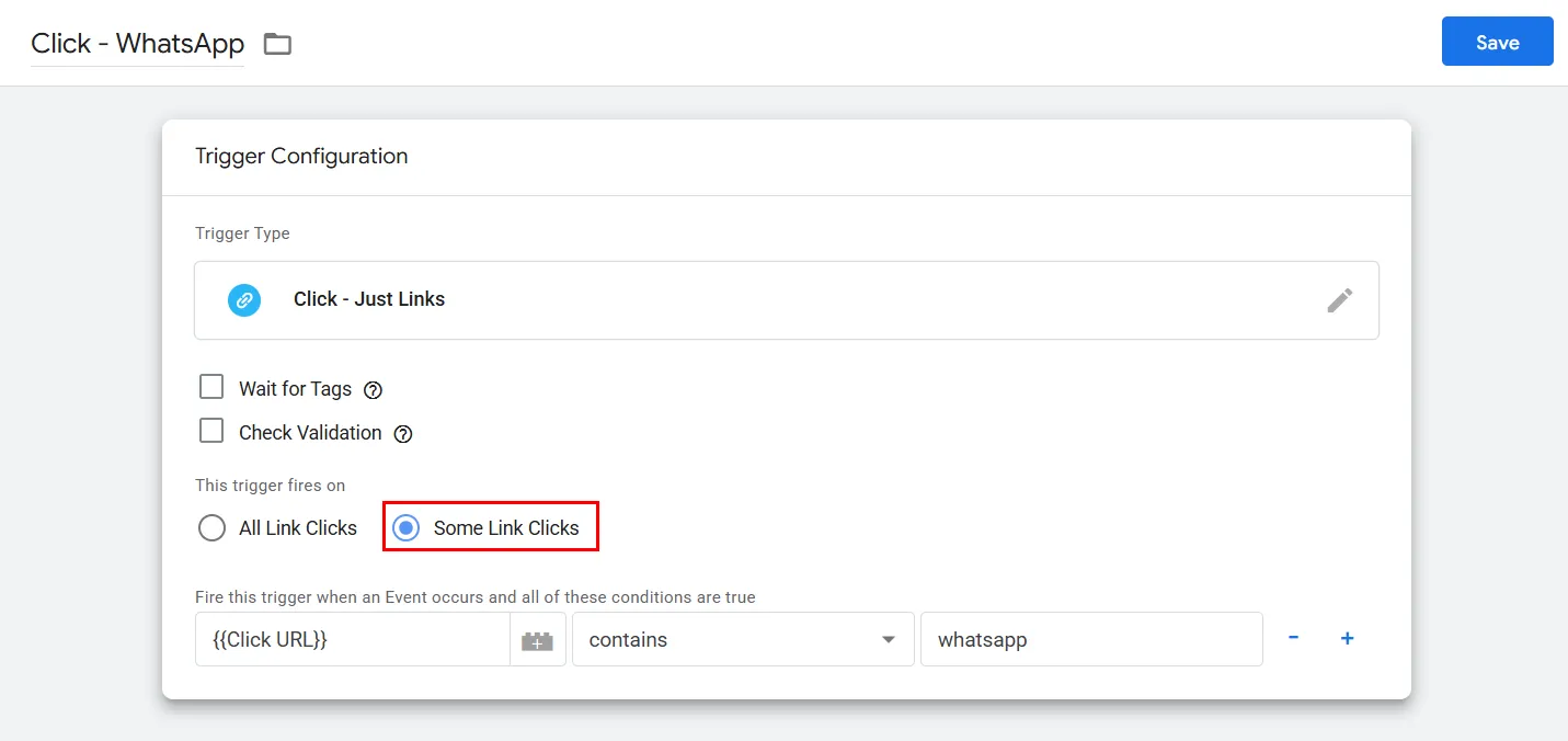 Виберіть Some Link Clicks