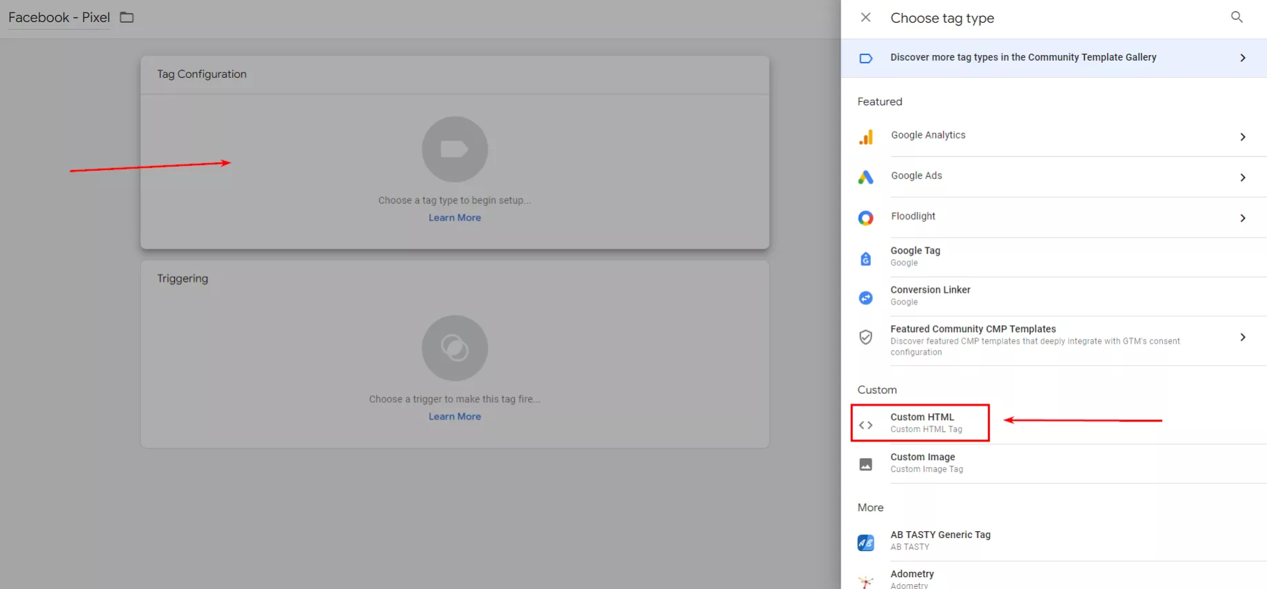 Кликните на Tag Configuration