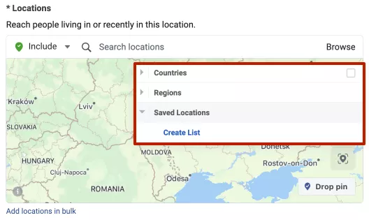 You can also create a new saved location right away.