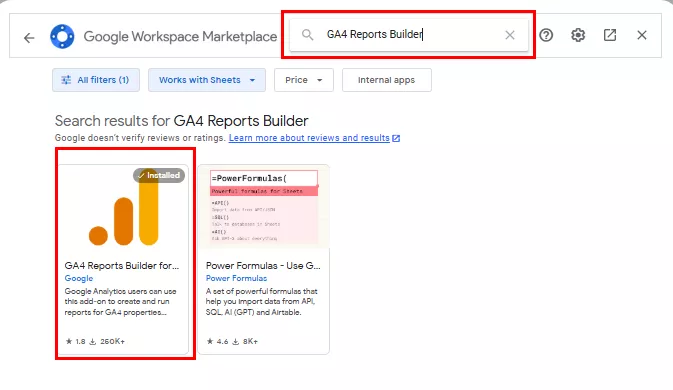 Знайдіть офіційне доповнення Google Analytics і натисніть «Встановити».